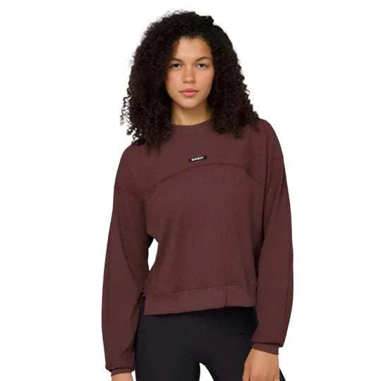Versa Rib™ Mockneck Pullover worn by model, showcasing ribbed collar and relaxed fit.